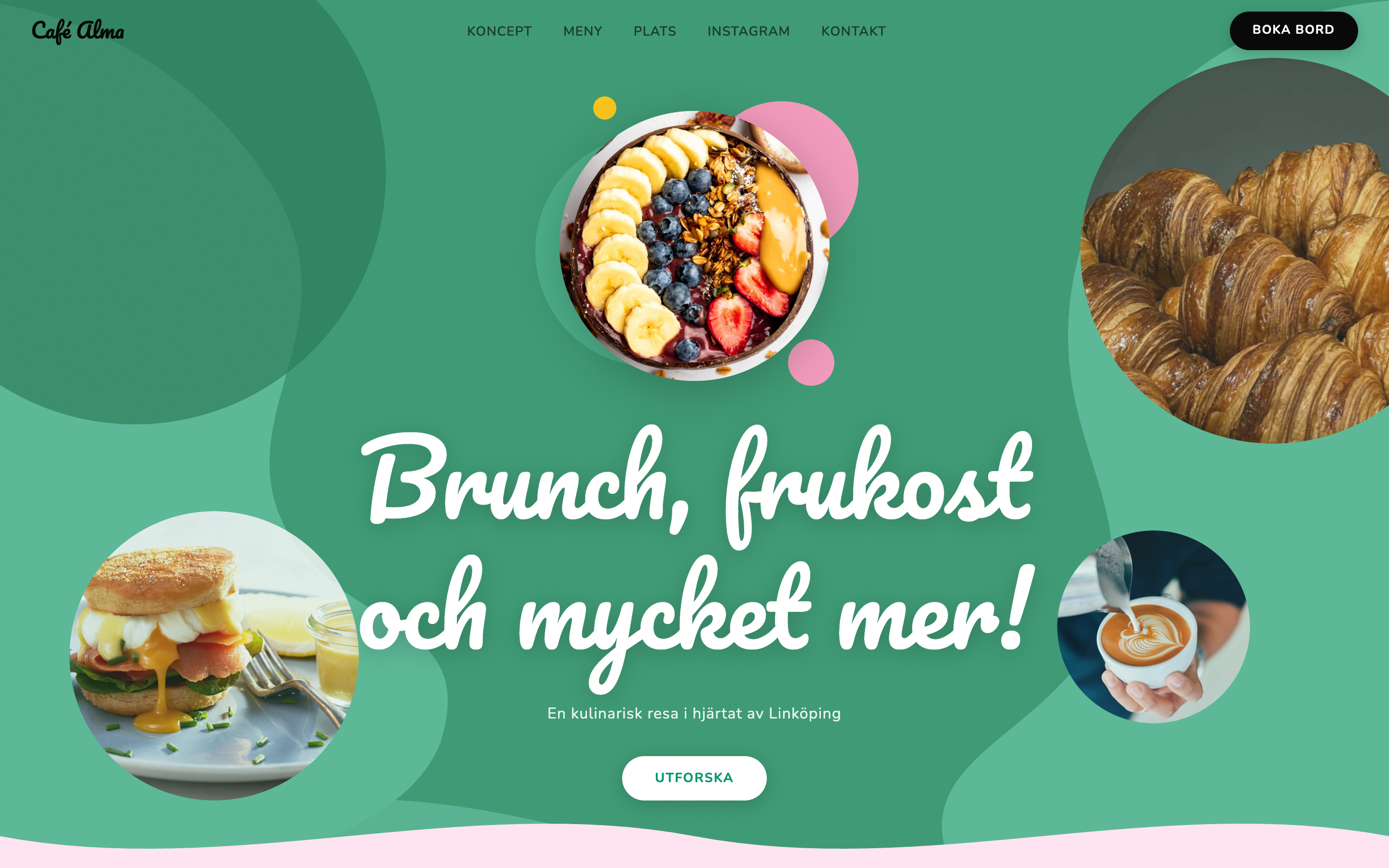 Webbplats mockup för Café Alma